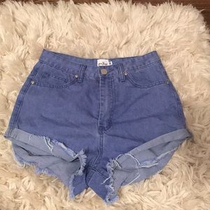 Light wash denim shorts